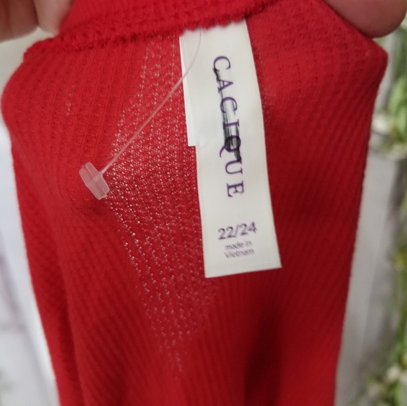 Cacique Lane Bryant sz 22/24 Red Waffle top 3X - Picture 5 of 7
